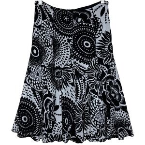 Stiletto Mesh A-Line Skirt Women Waist 26" Black White Floral Lined Y2K USA Made